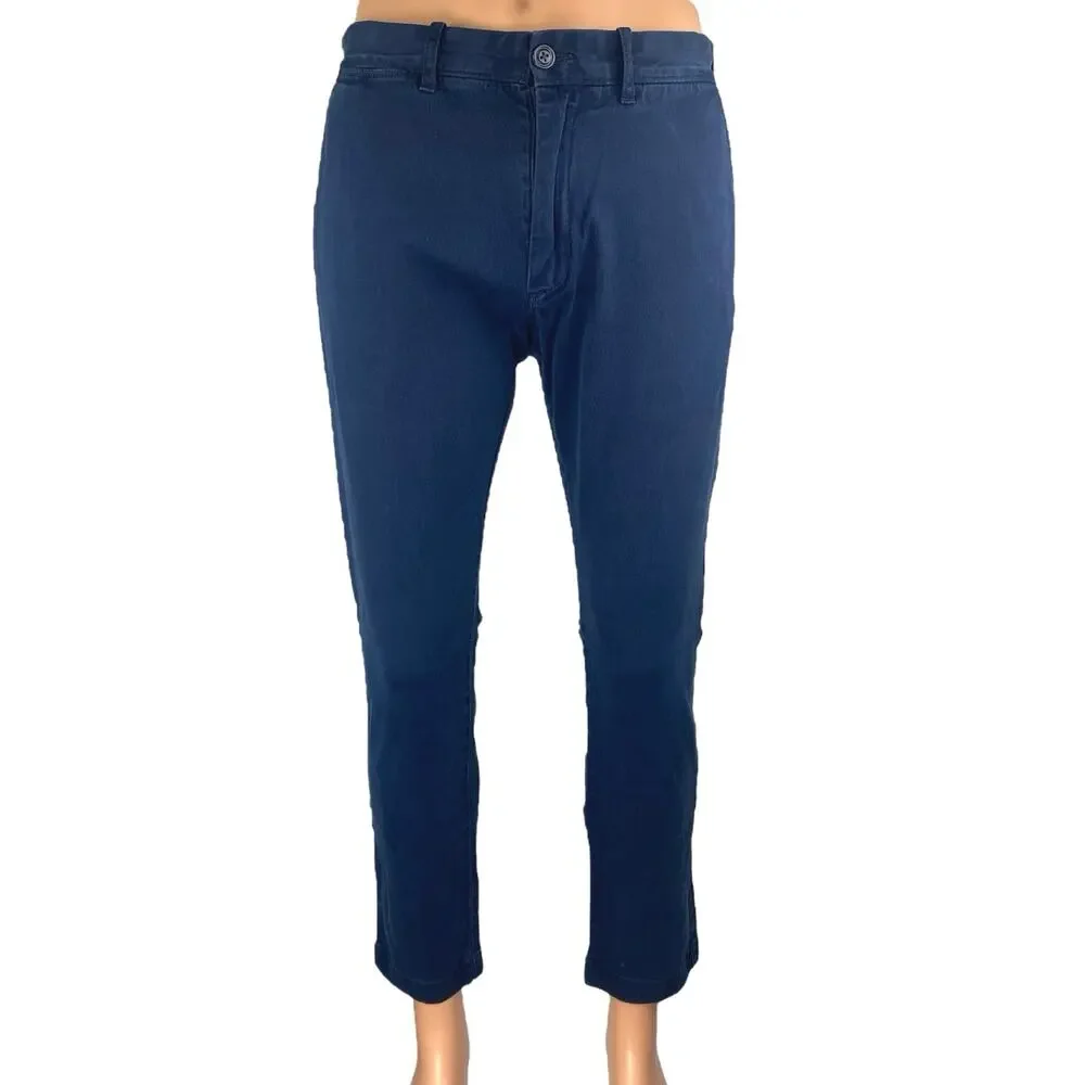 J.Crew Men's Blue Tapered Leg Mid Rise Slim Stretch Trousers Dress Pants Size 30